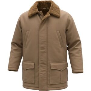 Vintage 70s Vanderbilt Western Ranch Coat Tan Faux Fur Lined Canvas Jacket Mens